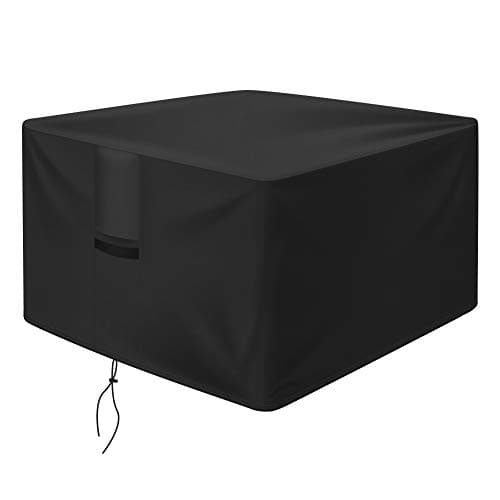 Image of OKPOW Fire Pit Cover 90cm,Firepit Covers Waterproof Square-600D,Fire Bowl Cover Anti-UV,Heavy Duty Rip Proof Oxford Fabric Firepit Cover,Square Fire Pit Covers- Black(90cm*90cm*50cm)