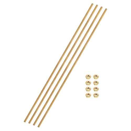 Image of sourcing map 4 Sets Brass Fully Threaded Rod, M2x0.4mm Pitch Right Hand Threads Studs with Solid Brass Hex Nuts, 150mm/6" Long Threaded Screw Rods Fasteners for Anchors Bolts Hangers Clamps