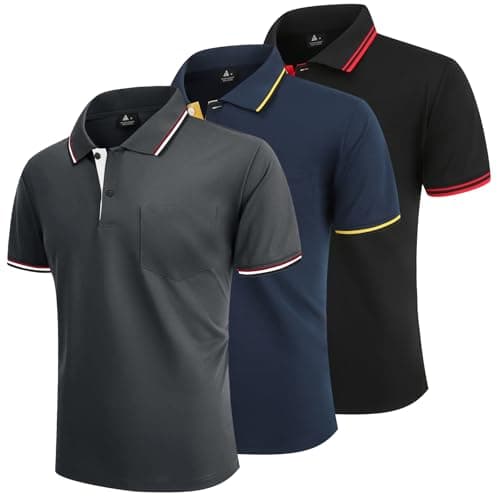 Image of ZITY 3 Pack Polo Shirts for Men Short Sleeve Breathable Golf Polo Mens Lightweight Adult Multipack T Shirt for Work Sports