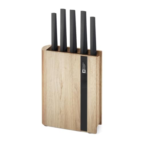 Image of Richardson Sheffield Edge 5 Piece Knife Block Stylish Design with Natural Wood Sharp Chrome Vanadium Steel Blades Ideal for Modern Kitchens