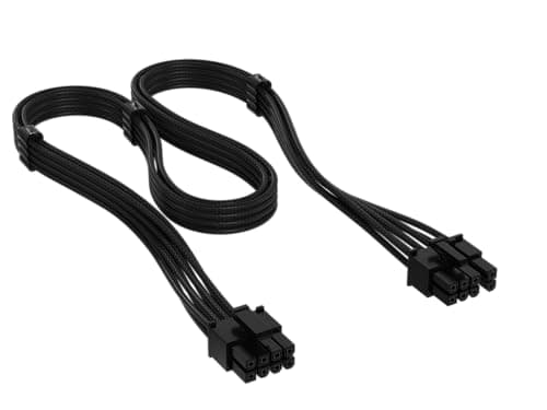 Image of Corsair Elite Premium Type 4 Individually Sleeved PCIe 8-Pin (6+2 Split) PSU Cable – Low-Profile Cable Combs, Triple-Mesh Paracord Sleeve, Compatible Type 4 PSUs – Black