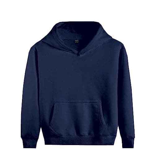 Image of Vasego Boys Girls Plain Coloured Hoodie Jacket Kids Children Pockets Warm Hoody Hooded Sweatshirt Outerwear Tops UK (as8, age, 9_years, 11_years, regular, Navy)