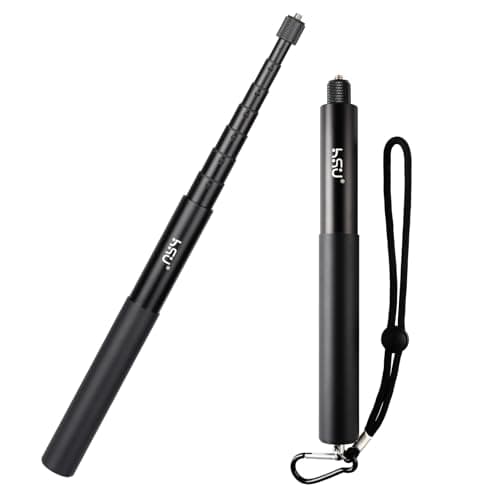 Image of HSU 150cm Invisible Selfie Stick for Insta 360 Action Cam, Extendable Handheld Pole for GoPro and Osmo Action Cameras (Wrist Strap Included)