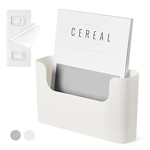 Image of YOHOM Office Adhesive Mount Document Holder Racks Small Storage Holder for Wall Door Hanging Mails Bills Organizer Plastic (White, 1 pcs)