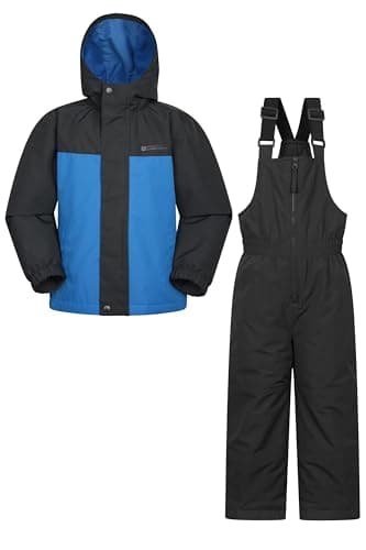 Image of Mountain Warehouse Polar Zone Kids Jacket & Salopette Snow Set - Fleeced Lined Ski Set with Pockets, Boys & Girls - Winter Skiing, Sports & Outdoors Navy Kids Size 7-8 Years