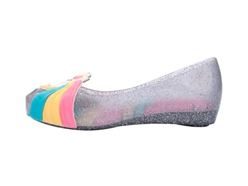 Image of mini melissa Ultragirl Unicorn Ballet Flats for Girls, Glitter Clear Pink, 2 UK