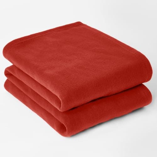Image of Dreamscene Fleece Throw Blanket for Bed, Super Soft Warm Cosy Plain Red Sofa Throw Blanket Lightweight Fluffy Single Bedspread Polar Fleece Blankets, 120 x 150cm