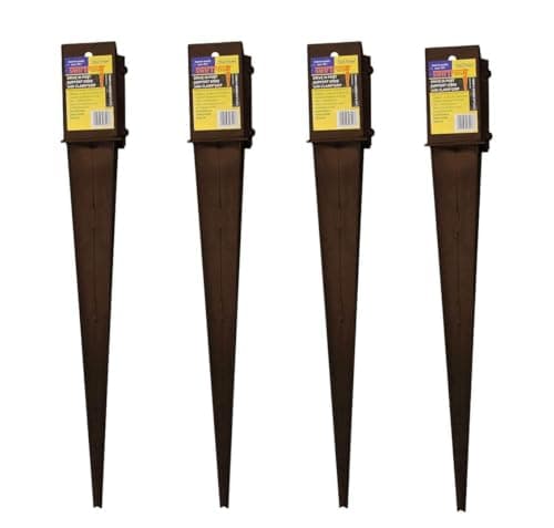 Image of 4 x Fence Post Holder 100mm posts Support Drive Down Spike Clamp Grip Brown for 100mm x 100mm posts, 750mm spike (4" x 30") Eliza Tinsley Swiftpost, Pack of 4