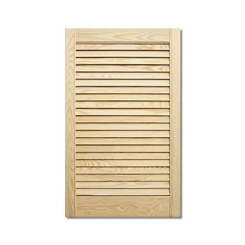 Image of Wooden Louvered Door - Front Cabinet Door - Natural Clear or White - Pine Wood - Cupboard Wardrobe Slatted Doors -D.I.Y (Natural, 435x394mm)