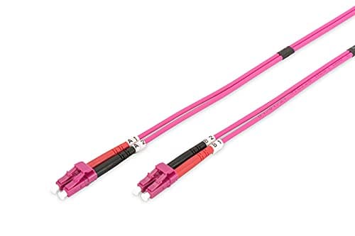 Image of DIGITUS DK-2533-02-4 – Fibre Optic Cable OM4 – 2 m – LC to LC – Duplex Fibre Optic Cable – 1/10/40/100 Gbit/s – MM Multimode Fibre Optic LAN Cable – Fibre Type: 50/125 µ – Purple (Violet)
