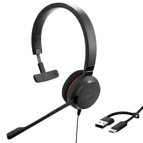 Image of Jabra Evolve 20 SE Mono Headset – Microsoft Certified Headphones for VoIP Softphone with Passive Noise Cancellation – USB-C/A – Black