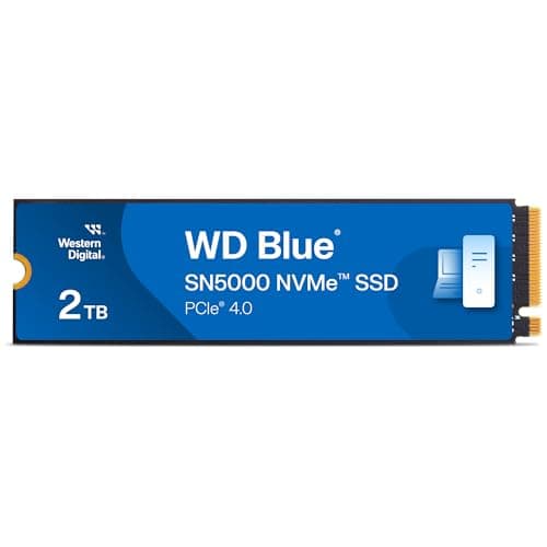 Image of WD Blue SN5000 2TB SSD, M.2 2280 NVMe SSD, Read speeds up to 5150 MB/s, PCIe Gen4, nCache Technology, Free Acronis True Image data migration software, Internal solid state drive.