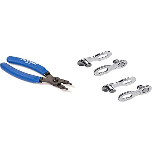 Image of Park Tool MLP-1.2 Master Link Pliers Tool, Blue & Shimano Spares SM-CN910 Quick Link, for 12-Speed Chains - Pack of 2
