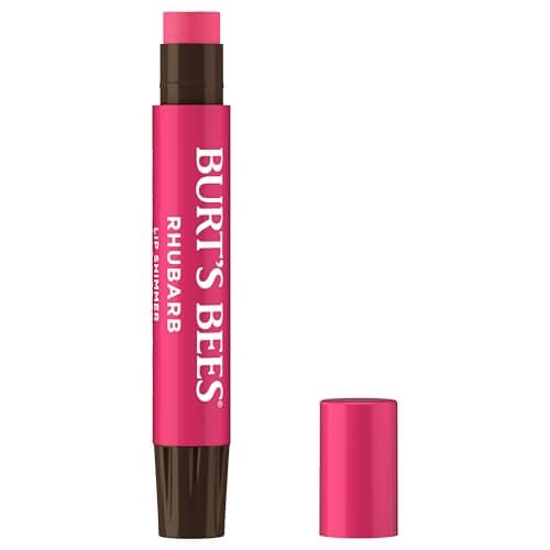 Image of Burt's Bees 100% Natural Origin Lip Shimmer, Rhubarb with Shea Butter and Fruit Oils, 1 Tube, 2.6g