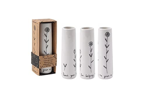 Image of Thank You For Helping Me Grow Ceramic Floral Bud Vase | Black and White | Flowers | Gift Box | Gift For Home | Send With Love by CGB Giftware | GB06939