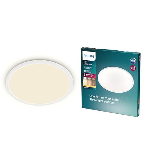 Image of Philips LED SuperSlim SceneSwitch Dimmable Ceiling Light 2700K 18W [Warm White - White] For Indoor Home Lighting in Livingroom and Bedroom.