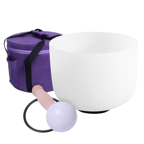 Image of ENERGYSOUND 432 Hz A 3rd Eye Chakra Frosted Quartz Crystal Singing Bowl 8 inch (20 cm)+ Carrier Bag mallet &O-ring included