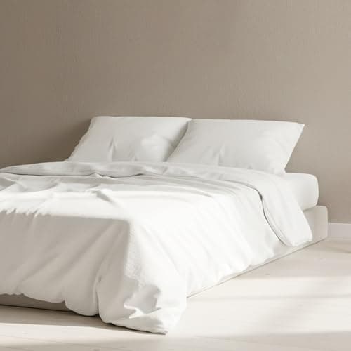 Image of The Linen Company NY Eucalyptus Bedding – Tencel King Size Duvet Cover with BCI Cotton Blend, Ultra-Soft, Breathable Percale, Skin-Friendly, Lightweight, Temperature-Regulating (White)