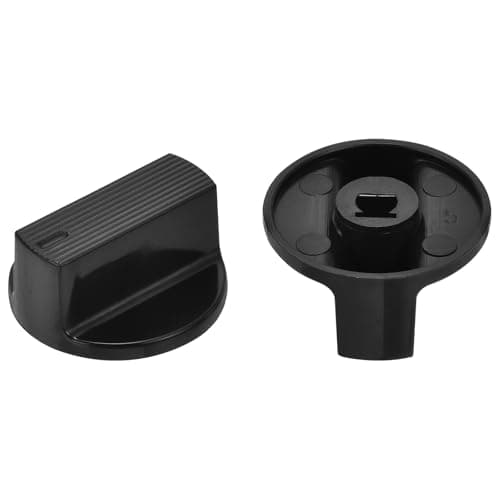Image of sourcing map 2 Pcs Rotary Potentiometer Knob 6mm Hole Raised D Shaft, 0.7" H x 1.3" Dia Black Plastic Volume Knobs Cap for Electrical Switch, Volume Control Knob
