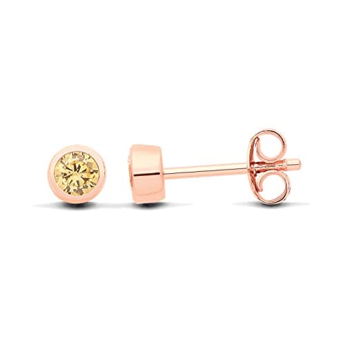 Image of 9ct Rose Gold on Silver Citrine Stud Earrings - November Birthstone