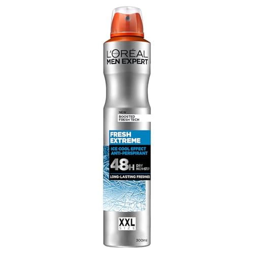 Image of L’Oréal Men Expert Fresh Extreme XXL Anti-Perspirant Deodrant Spray, 48H Ultra-Absorbent Dry Effect, Instant Ice-Cool Sensation, Fresh For Longer, Alcohol-Free, 300ml