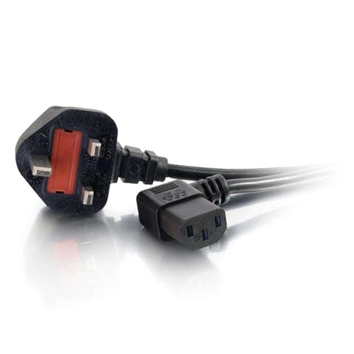 Image of C2G 3 Metre 17 AWG 90 degree power cable (IEC320C13R to BS1363) Right Angle Kettle lead, Black