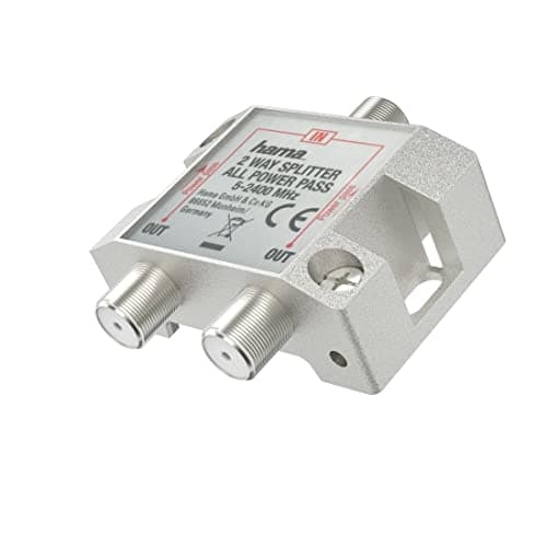 Image of Hama Satellite Splitter Adapter, 2 Way F Plug, Fully Shielded, Total Protection, 10 Year Warranty, Silver