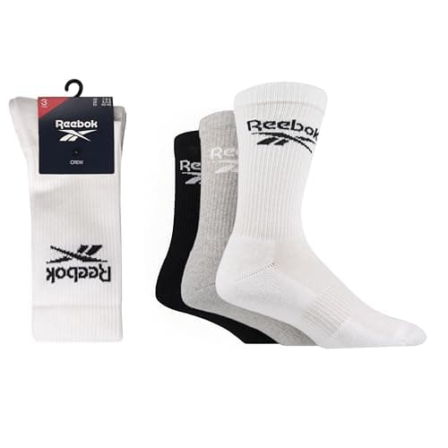 Image of Reebok Mens 3 Pack Crew Socks White/Grey/Black 6.5-8