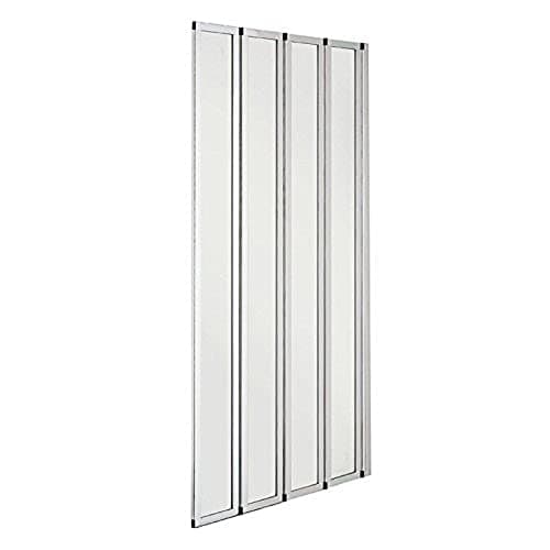 Image of VeeBath NCEU030 Jade 4mm 4-Fold Bi-Fold Concertina Bath Toughened Safety Glass Screen Shower Chrome - 1400x800mm