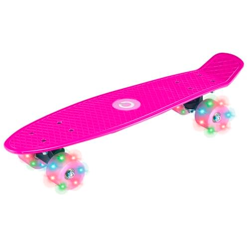 Image of EVO 22' Light Up Penny Board | Skateboard For Beginners Or Pro's | Light Up Wheel Skateboard For Kids & Teenagers | Mini Cruiser Complete Board | Suitable For All Aged 3+ (Pink)