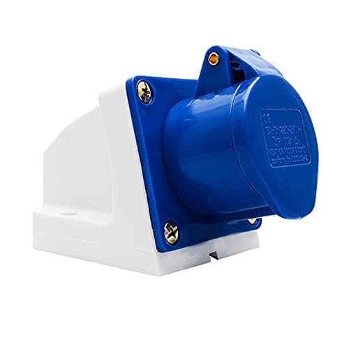 Image of ExcInter 16A #113 240V 3Pin Blue Industrial Plug Sockets 2P+E Weatherproof IP44 Camping Caravan Industrial