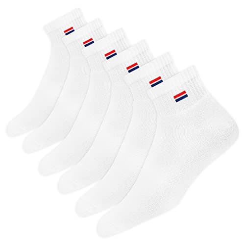 Image of NAVYSPORT Men's Cotton Cushion Comfort Quarter Athletic Socks, Pack of 6 (Shoe Size: 9-11, White)