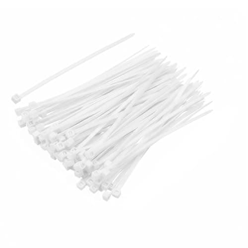 Image of Amyu 100 Pack Cable Ties White, 4" Zip Ties, 18lbs Tie Straps Self Locking Tie Wraps UV-Ristant, 100mm x 2.5mm Small Nylon Plastics Ties for Garden, Home, Office, Workshop, Indoor and Outdoor