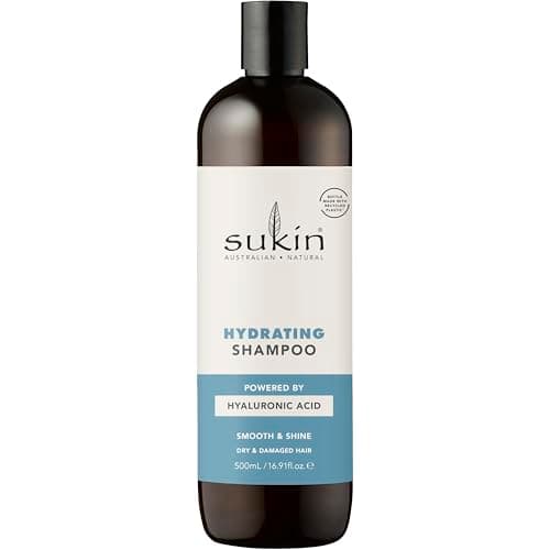 Image of Sukin Hydrating Shampoo 500ml - moisturises scalp and repairs dry and damaged hair, adds shine and tames frizz - with Coconut Oil & Shea Butter; cruelty free & vegan friendly.
