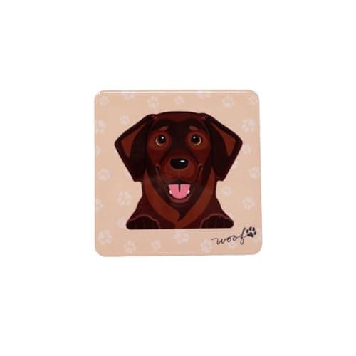 Image of Drink Ceramic Square Coaster With Cork Bottom Match Your Pet Cute Animal Design Gift (Labrador Chocolate)