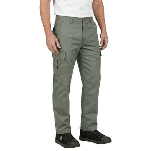 Image of Lee Cooper Men's Cargo Trousers with Multi Pocket Easy Care Safety Workwear Pants Durable Heavy-Duty Work Trouser Regular Fit Button & Zip Closure Pant for Men Casual Wear (Khaki, 40W / 29L)