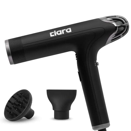 Image of CLARA Ionic Shine-Boost Power Blow Dryer with Anti-Flyaway Technology – Fast-Drying Hair Dryer with 3 Heat & Power Settings – Hairdryer with Auto-Cleaning & Travel Case, Black