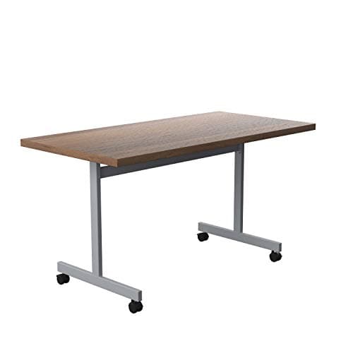 Image of Office Hippo Office Table, Sturdy & Stylish Tilting Table Desk, Work Table For Home Office, Versatile Computer Table For Meeting Room or Boardroom, 5 Year Guarantee - Dark Walnut / Silver