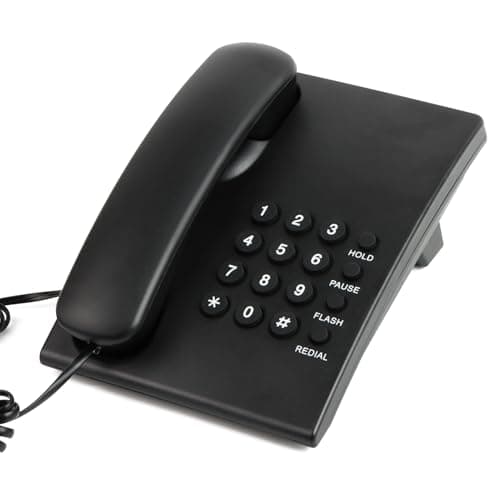 Image of Lativu Telephone Landline Phone, Simple Business Office Phone, Corded Landline Phones for Home/Office/Hotel, Black House Phones Use for Wall or Desk with Adjustable Ringer Volume