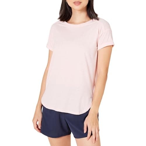Image of Amazon Essentials Women's Studio Relaxed-Fit Lightweight Crewneck T-Shirt (Available in Plus Size), Light Pink, Large