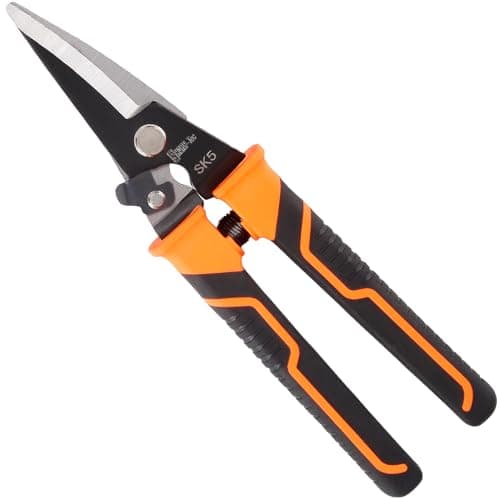 Image of Sharp-tec 8 inch Tin Snips, Aviation Snips Metal Cutter, Straight Tin Cutting Shears with Safty Lock, Metal Shear HRC55 Hardness for Sheet Metal, Cardboard, Carpet, Hardware Cloth, DIY Projects