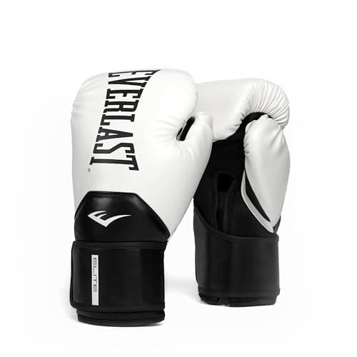 Image of Everlast Elite 2 12oz Boxing Gloves, White/Black Boxing Gloves for Bags, Mitt Work & Sparring, Hook and Loop Strap, Ergonomic Grip Bar, Split-Style Foam Combination - Authentic Everlast Gear