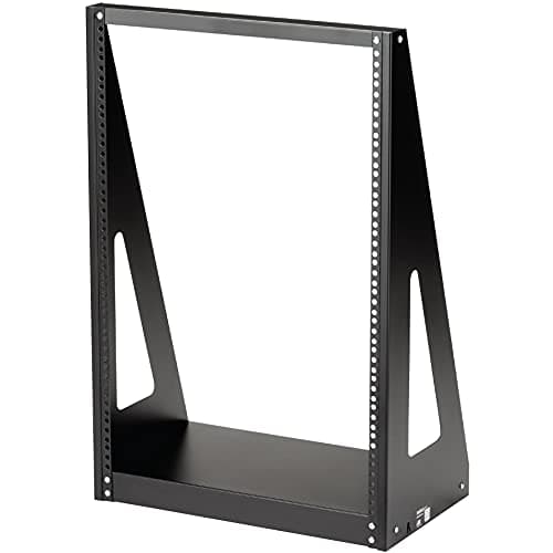 Image of StarTech.com 2-Post 16U Heavy-Duty Desktop Server Rack, Small Open Frame 19in Computer Rack, Compact Network Rack for AV / Studio / Data / IT Equipment, Two-Post Home/Office Rack, TAA (2POSTRACK16)