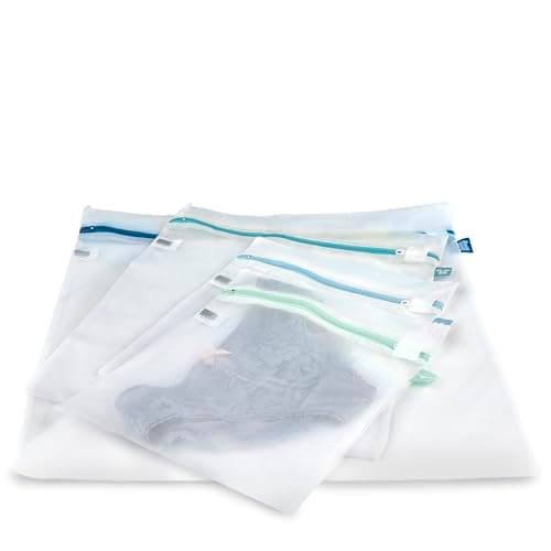 Image of 4 Lakeland White Mesh Net Washing Bags - Various Sizes Protect Smalls & Delicates In Washing Machine