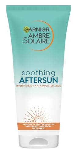 Image of Garnier Ambre Solaire Fake Tan, After Sun Hydrating Tan Maintainer with Glycerol & Vitamin E, Hydrate, Soothe, & Intensify Skin, Radiant Glow, Dermatologically Tested 200ml
