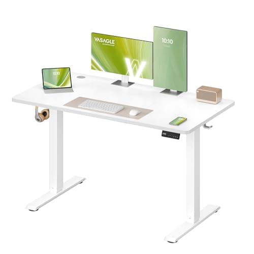 Image of VASAGLE Electric Standing Desk, Height Adjustable Desk, Sedentary Reminder, 4 Memory Heights, for Home Office, 120 x 60 cm, Cloud White LSD312WZ01