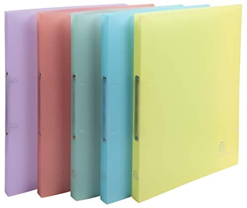 Image of Exacompta - Ref. 54170E - Set of 5 flexible PP Chromaline binders - 2 round rings diameter 15 mm - Spine 20 mm - External dimensions: 32 x 25 cm - A4 file format - 5 assorted colors