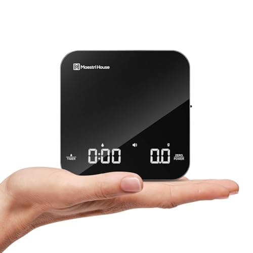 Image of Rechargeable Mini Coffee Scale with Timer, Maestri House Espresso Scale, 2kg/0.1g Accurate Scale for Espresso and Pour-Over Coffee, Portable Digital Kitchen Scale with Automatic Timing（Black&Silver）