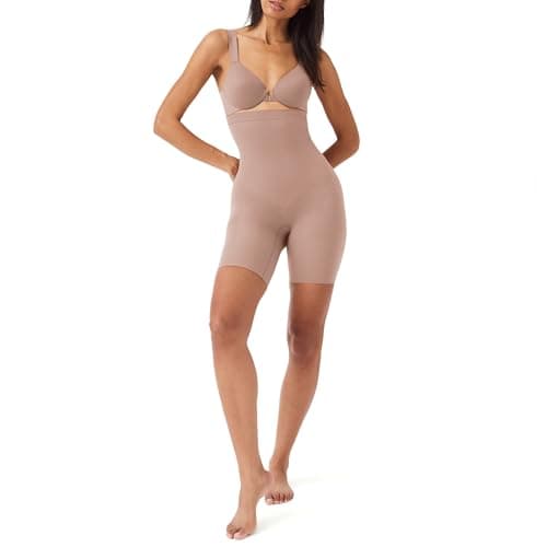Image of Spanx SPANXsculpt Power Series High-Waisted Mid-Thigh Short - Lightweight, All-Day Comfort - Core Control Shapewear - Cafe Au Lait - X Large
