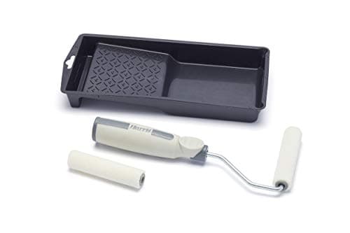 Image of Harris Seriously Good Woodwork Stain & Varnish Mini Roller Set with Tray and Frame, 4"